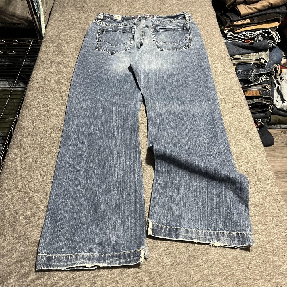 X2 Denim Laboratory M2 Jeans Mens 33x32 Blue Med Wash Bootcut Distressed Denim